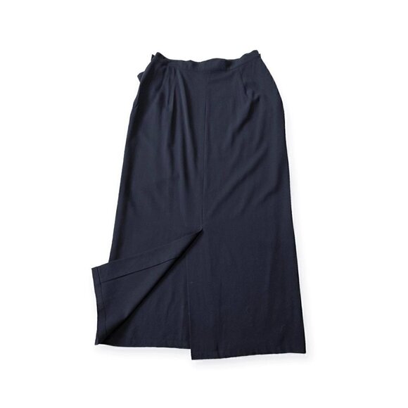 Vintage 90s, Y’s Yohji Yamamoto Dark Navy wool midi‎ skirt, Size L - Picture 6 of 13